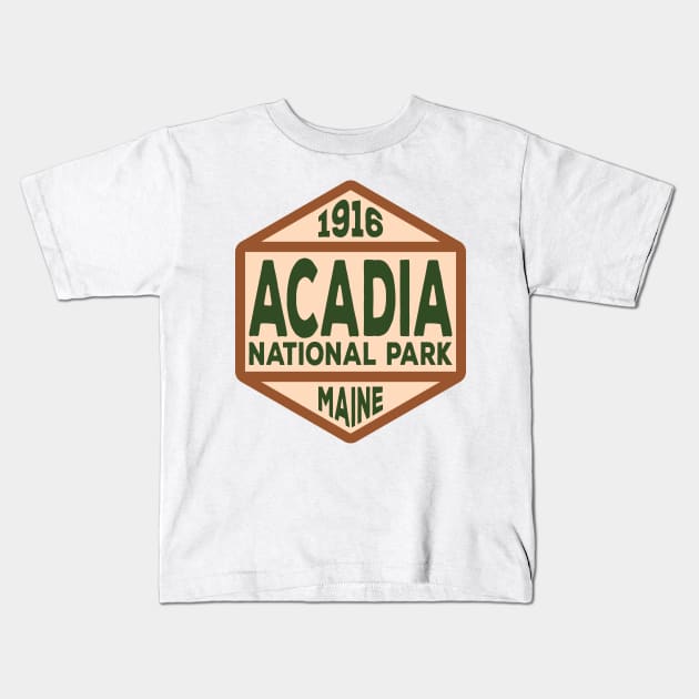 Acadia National Park badge Kids T-Shirt by nylebuss